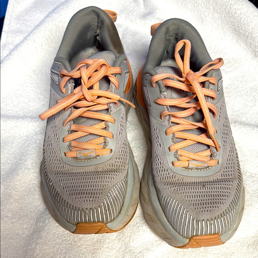 Women's Gray and Orange Athletic Shoes